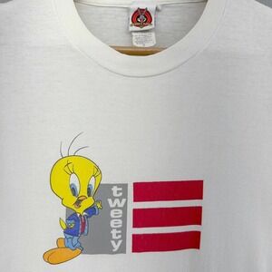 1998 Looney Tunes Tweety Bird Warner Bros White Shirt SZ M VTG 90s USA Baggy
